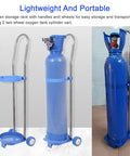 Gas Cylinder Cart With Ring Clamp, Built Tough Steel Hand Truck For Oxygen And Welding Cylinders, Height Adjustable Mobile Cart On Wheels, Anti Rust Steel Frame, Secure Tank Holder For Factories Hospitals And Schools, blue oxygen tank cart