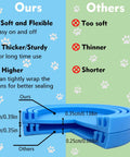 Comparison of dimensions for Universal Silicone Can Lids For Dog And Cat Food, 3 Pack With Spoon, highlighting thickness and flexibility