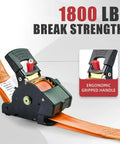 Kickass Grip Retractable Tie Down Straps With Smooth Butter Rewind For Zero Slap Back Mess One Inch By Ten Foot Haul Ready Cargo Belts showing ergonomic handle and orange strap.