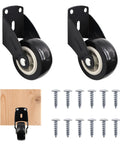 2 Inch Door Support Wheel And Gate Roller Replacement Kit With Included Screws, black nylon wheel with supporting screws.