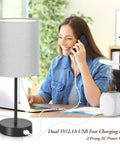 Two Pack 17.3 Inch Table Lamps With USB Ports And AC Outlet For Bedside Nightstands And Desks Or Living Rooms with woman