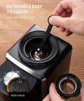 Kidisle Conical Burr Coffee Grinder With 35 Precision Settings Anti Static Design, built-in brush for easy cleaning.