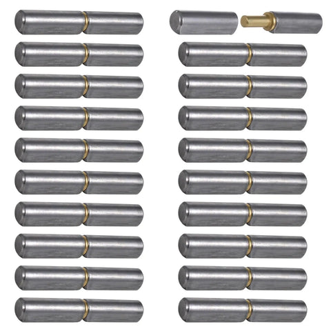 Beefy Heavy Duty Weldable Barrel Hinges Set For Carbon Steel Detachable Rotating Gate Hinges, 3 1/8 Inch By 1/2 Inch Pins, 20 Pack For Trailer Ramps, Swing Doors, And Metal Gates