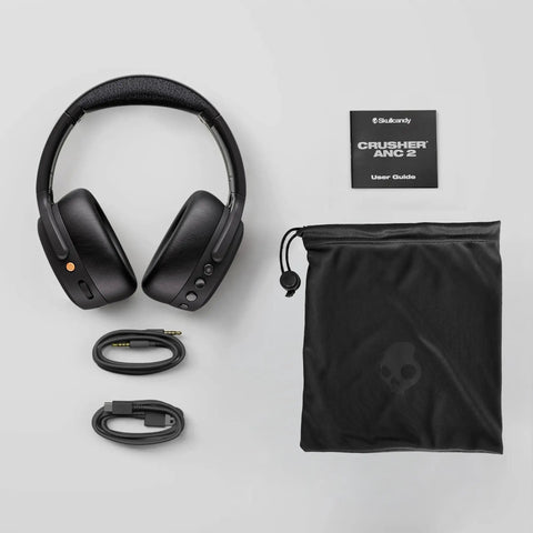 Crusher ANC 2 Wireless Over Ear Headphones With Feel The Bass Multi Sensory Crusher Bass Tech Adjustable Four Mic True Black