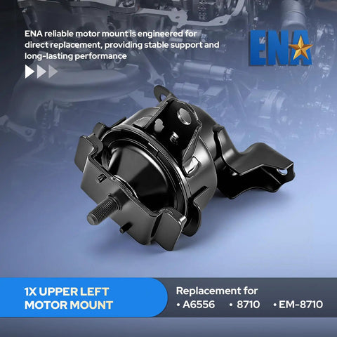 Premium Heavy Duty Five Piece Engine Motor And Transmission Mount Kit Straight Swap For Honda Civic 1996 Through 2000 1.6L L4 And Acura El Drop Dead Solid upper left motor mount with durable black finish.