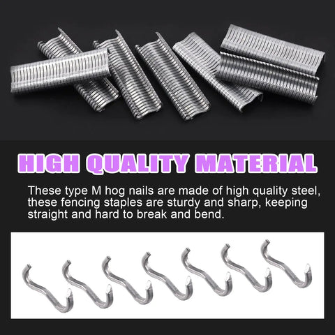 Type M hog nail rings made of high quality steel used for fencing and securing animal cages in Badass Upholstery Hog Ring Pliers kit.