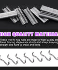 3000Pcs Pro Grade Upholstery Type M Hog Nail Rings Kit For Fence Fastening And Upholstery Installation Includes M Nails M Clips M Staples For Animal Cages And Heavy Duty Tacking; steel staples and hog rings