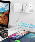 Six Outlet Wall Tap Extender With Surge Protector 900J Three Side Wide Spaced Power Strip Mountable charging devices.