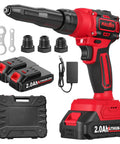 Fullyea Cordless Electric Rivet Gun With Brushless Motor, Two Batteries And Fast Charger, portable power tool with accessories for 1/8, 3/16 inch rivets.