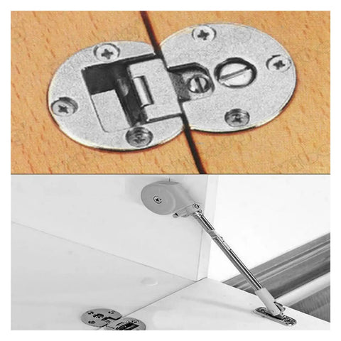 Stainless Steel Self Closing Reversible Door Hinge Set Two Folding Hinges With Adjustable Flap Slide In Detachable Concealed Hardware