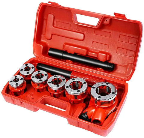 Portable Ratchet Pipe Threader Kit With Six Dies And Case DIY Friendly Ergonomic Manual Threading Tool For Home Plumbing