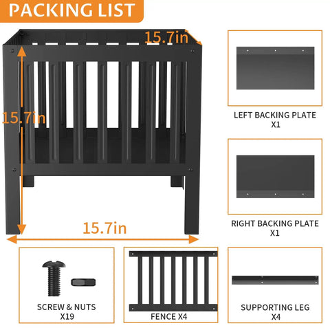 Packing list for Square 16x16 Inch Fire Pit For Backyard Parties And Camping, Durable 1.2mm Metal Outdoor Bonfire Pit, with components