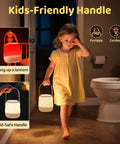 Child holding 4 In 1 Baby Night Light Sound Machine With 35 RGB Colors And 12 White Noise Options, cordless USB lamp.