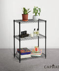 Three To Five Tier Adjustable Height Wire Shelving Unit With Heavy Duty Steel Frame And 250 Lb Per Shelf Capacity For Garage Organizer Pantry Kitchen Utility Storage Black, 3-tier view