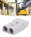 Heavy Duty 350 Amp 600 Volt Forklift Battery Connector And Jumper Plug For Towing Winch And Electric Charging with secure clip.