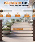 50 Pack Black Cable Railing Kit Deck Ready Setup With Dead Simple Stainless Steel Cables Hidden Mounting Hardware For 2x2 Posts Sleek Turnbuckle Free Rig Ideal For Patios And Fences with 1/8 inch cables and tension indicators
