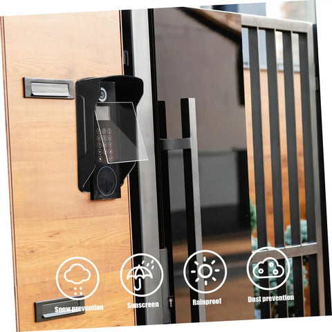 Weatherproof Rain Guard Cover For Outdoor Face Recognition Attendance Systems, Keypads And Doorbells installed on door