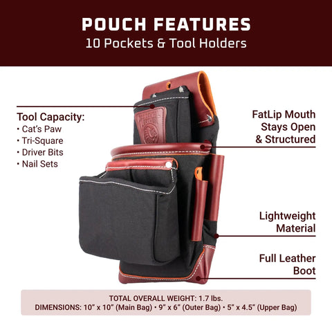 FatLip Fastener Bag With 10 Pockets And Tool Holders Tough As Nails Leather Build Full Leather Boot Construction features