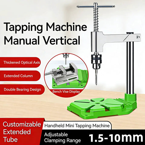 Delicate Threading Master Manual Tap Tool For Precise Threads On Wood Metal Plastic, Portable Tapper Machine, aluminum, green base