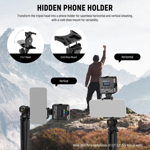 Mini Flexible Phone Tripod With Remote For iPhone setup with digital camera atop mountain overlook