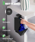 Slick Drop Down Biometric Gun Safe Featuring Lcd Temperature And Humidity Display For Dead Nuts Secure Handgun Storage Plug And Play Bedside Desk Mount Gotta Have Quick Access Firearm Security access options with biometric scanner and keypad.