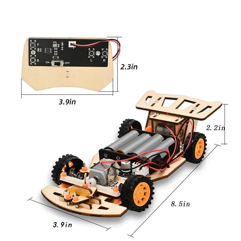 Self-Centering Steering RC Car Kit for STEM Projects, DIY Engineering Toy for Kids Ages 8-12, Drifting Action, Kid-Friendly Builds, Learn Coding, Hands-On STEM Kit for Young Makers, wood RC car assembly with wheels