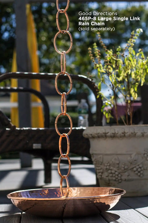 Large Copper Rain Chain Basin 16.5 Inch Diameter 4 Inch High Handmade 20 Gauge Pure Copper With Patina Finish under rain chain