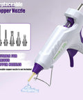 Full Size Dual Temp Hot Glue Gun With 60 And 100 Watt Power On Off Switch Beefy Heavy Duty Industrial Melt Gun showing nozzle options
