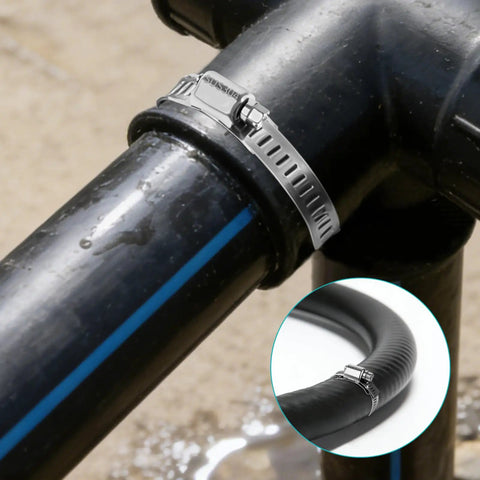DIY Heavy Duty Adjustable Hose Clamp Kit 16 Ft With 304 Stainless Steel Clamps Strap securing pipe connection