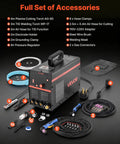 3 In 1 Plasma Cutter Welder Combo for Home Workshop with accessories displayed, including torches, clamps, and cables.