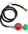 Propane regulator hose assembly, 48-in length, 10 PSI adjustable regulator, QCC1 x 3/8-in flare swivel fitting