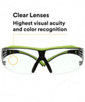 SecureFit 400X Safety Glasses With Anti Fog And Anti Scratch Clear Lenses ANSI Z87 Rated Green And Black Frame Front View