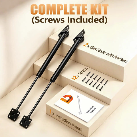 Heavy Duty 20 Inch Gas Struts 100 Lb Lift Support Dual Side T Bracket All Steel Gas Shocks for Food Truck RV Bed with screws included.