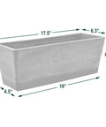 Lightweight Cement Style Window Box Planter Made From Plastic Stone Wood Composite, Drillable, 17.5x7x6 inch, no drain hole