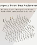 Top Shelf Complete Screw Replacement Set For iPhone 11 Full Frame Hardware Kit showing various screws arranged for easy identification.