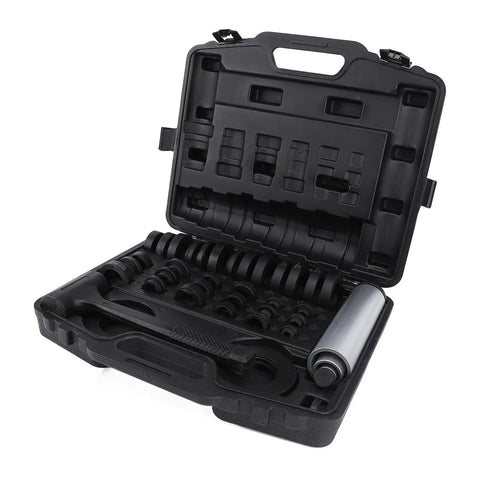 Pro Grade 37 Piece Seal Bearing Installation Kit For Oil Seals And Bearings with tools displayed inside durable storage box