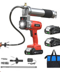 Beefy 10000 PSI Cordless Grease Gun Kit With Dual Batteries 39.4 Inch Hose Three Couplers LED Light Auto Pumping Mode