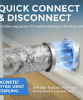 Magnetic Dryer Vent Coupling DV180 Quick Connect Kit with 4 inch duct self-aligning to wall vent