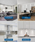 Living room, office, range hood, and kitchen sink lit by 7W GU10 LED Bulbs Dimmable 5000K Daylight, 50W Equivalent, 500 Lumens