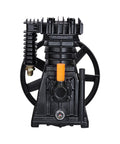 Black front view of Air Compressor Pump Head 3HP Twin Cylinder Oil Lubricated Piston Pump Head Single Stage Aluminum Replacement
