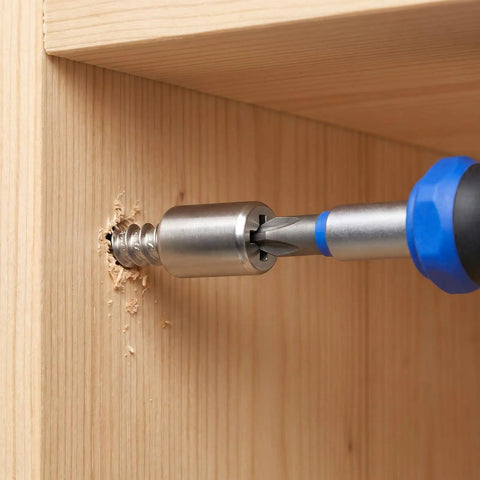 Heavy Duty Cabinet Shelf Hardware Set With Self Tapping Screws And Non Slip Sleeve Pins installed in wooden panel