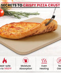 15 By 12 Inch Pizza Stone For Oven And Grill Cordierite Rectangular Baking Stone with pizza on top, showing even heating and crispy crust.