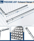 Universal Exhaust Hanger Kit For Quick Strong Mounts 16 Piece Set with 3/8 inch steel rods in various lengths.