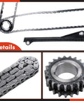 Ford 5.4L SOHC V8 Engine Timing Chain Kit With Tensioner Fits E150 E250 E350 Econoline Expedition F150 F250 F350 Super Duty Replacement Includes Tensioner And Guides For Smooth Operation And Long Life details view with chain, guide, and sprocket