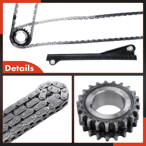 Ford 5.4L SOHC V8 Engine Timing Chain Kit With Tensioner Fits E150 E250 E350 Econoline Expedition F150 F250 F350 Super Duty Replacement Includes Tensioner And Guides For Smooth Operation And Long Life details view with chain, guide, and sprocket