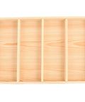 Top Shelf Wooden Jewelry Tray With Four Spacious Slots For Rings And Chains Super Easy Dresser Organizing Plate view from above