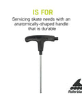 Inline Skate Blade Tool Pro Grade With 4mm Hex Key and durable steel handle displayed vertically