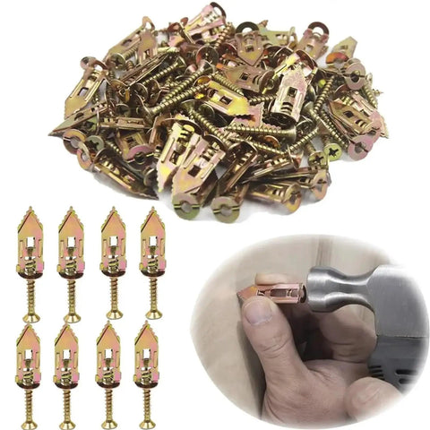 60 Piece Self Drilling Drywall Anchors Kit With Stainless Steel Expansion Screws For Easy No Drill Install, Rust Resistant, Heavy Duty Wall Fasteners For Shelves, Hooks, Mirrors, Cabinets, And TV Mounts, yellow zinc-plated anchors and screws