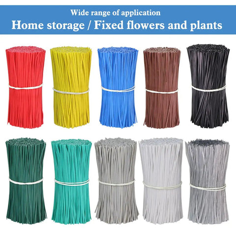 Top Shelf Flat Iron Wire Twist Ties For Garden Vine Support And Plant Securing Reusable Red Gardening Strips With Sturdy Metal Core Super Tough And No Fuss Around Shrubs Roses And Climbers in various colors.