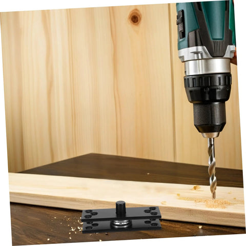 Drill and board with 360 Degree Hidden Door Hinge Stainless Steel Pivot For Secret Doors, built tough heavy duty rotating hinge installation.